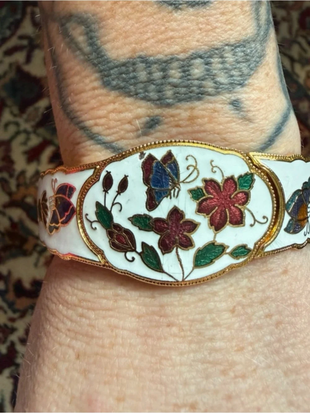 Vintage Cloisonné Clamp Bracelet